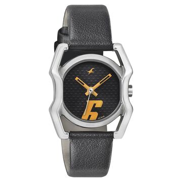 Fastrack Quartz Analog Black Dial Leather Strap Watch for Girls