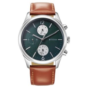 Titan Wrist Wit Quartz Analog with Day and Date Grey Dial Leather Strap Watch for Men