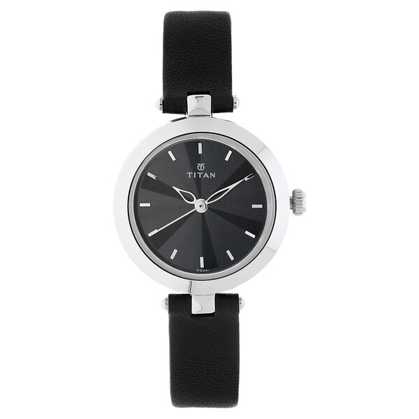 Titan Karishma Black Dial Women Watch With Leather Strap - image number 0