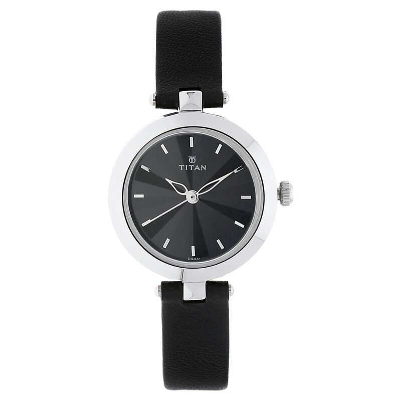Titan Karishma Black Dial Women Watch With Leather Strap