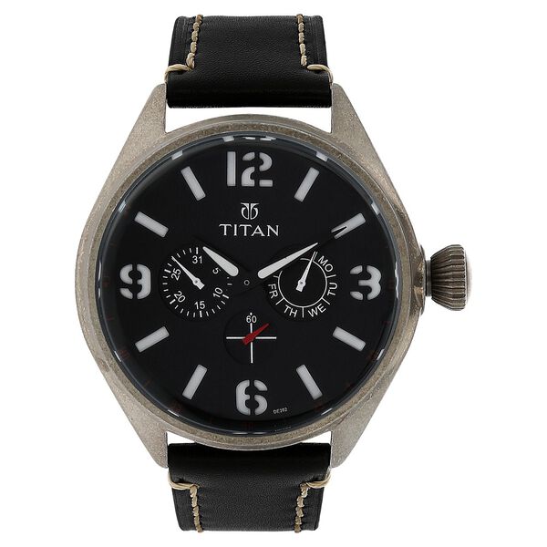 Titan Analog Black Dial with Date Leather Strap Watch for Men - image number 0