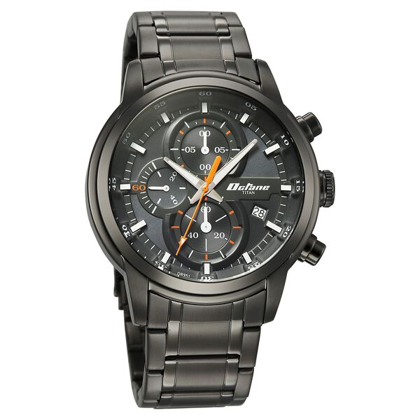 Titan Octane Primal Quartz Chronograph Grey Dial Grey Stainless Steel Strap Watch For Men - image number 2