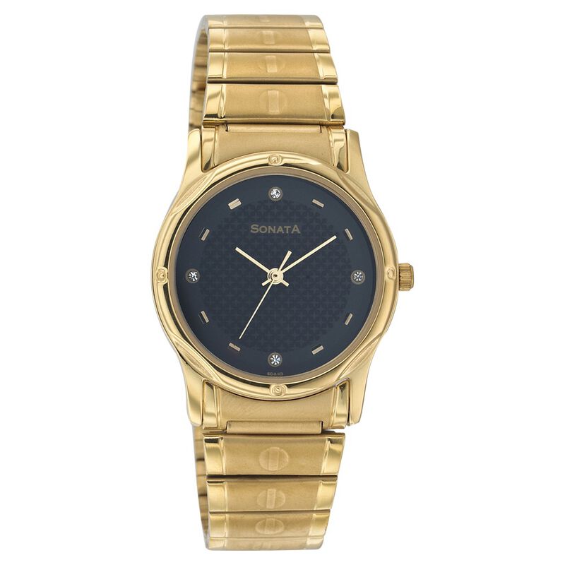 Sonata Quartz Analog Black Dial Strap Watch for Men