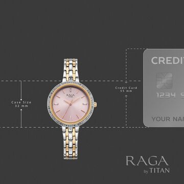 Titan Raga Spotlight Quartz Analog Pink Dial Two Toned Metal Strap Watch For Women