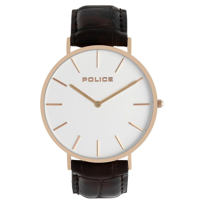 Police Quartz Analog White Dial Leather Strap Watch for Men - image number 0