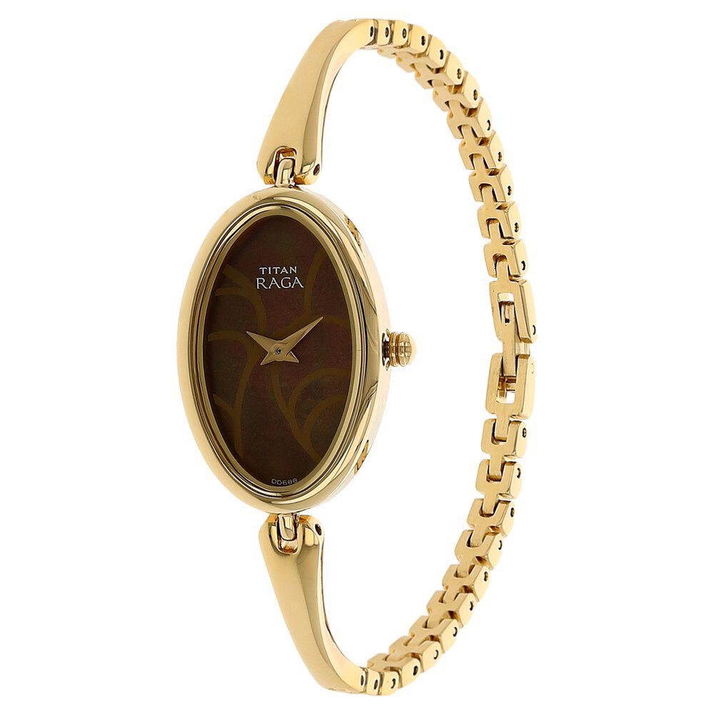 Buy Online Titan Quartz Analog Brown Dial Metal Strap Watch for Women nh2527ym01 Titan