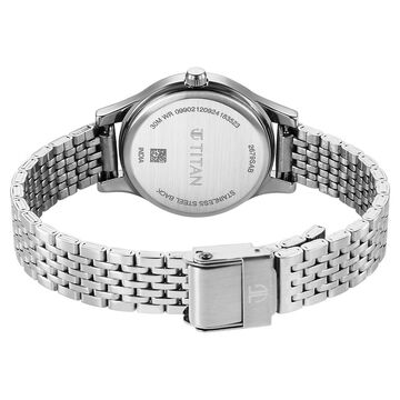 Titan Karishma Quartz Analog Black Dial Silver Stainless Steel Strap Watch For Women