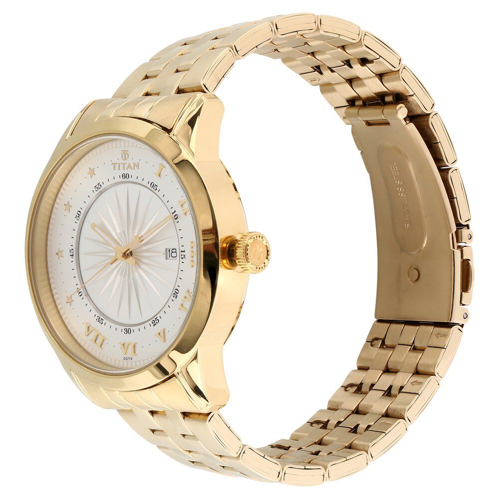 Buy Online Titan Regalia Sovereign Quartz Analog with Date Silver Dial Stainless Steel Strap Watch for Men np1752ym01 Titan