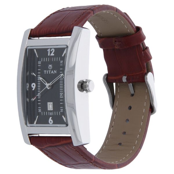 Titan Metal Black Dial Analog with Date Leather Strap Watch for Men - image number 1