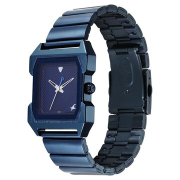 Fastrack Pulse Quartz Analog Blue Dial Blue Stainless Steel Strap Watch For Guys