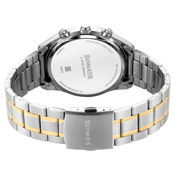 Sonata Multifunction White Dial Two Toned Metal Strap Watch For Men - image number 6