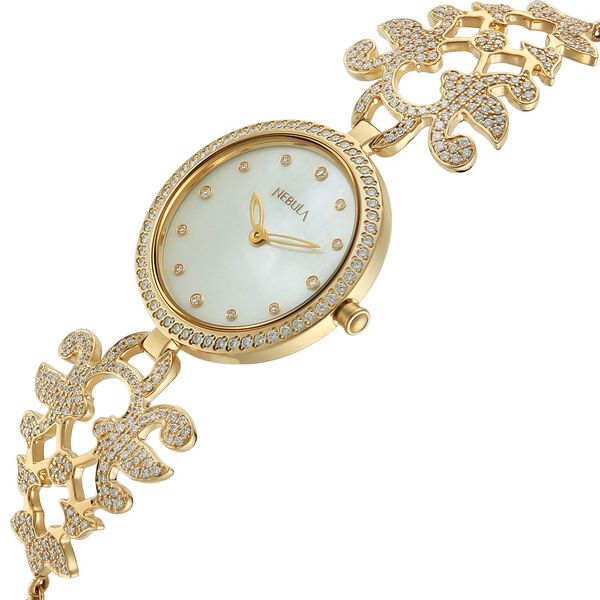 Titan Nebula Ashvi 18 KT Gold Quartz Analog White Mother Of Pearl Dial 18KT Gold Strap Watch For Women - image number 3