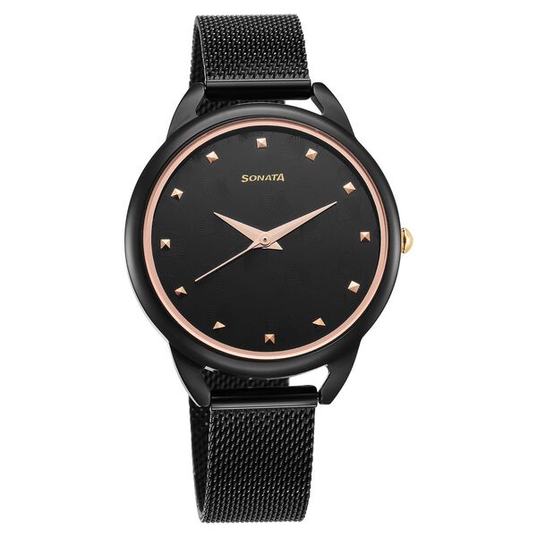 Sonata Wedding Quartz Analog Black Dial Stainless Steel Strap Watch for Women - image number 0