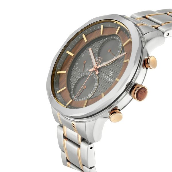 Titan Grandmaster Anthracite Dial Quartz Multifunction Metal Strap Watch for Men - image number 2
