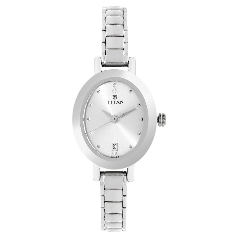 Titan Quartz Analog with Date Silver Dial Stainless Steel Strap Watch for Women - image number 0