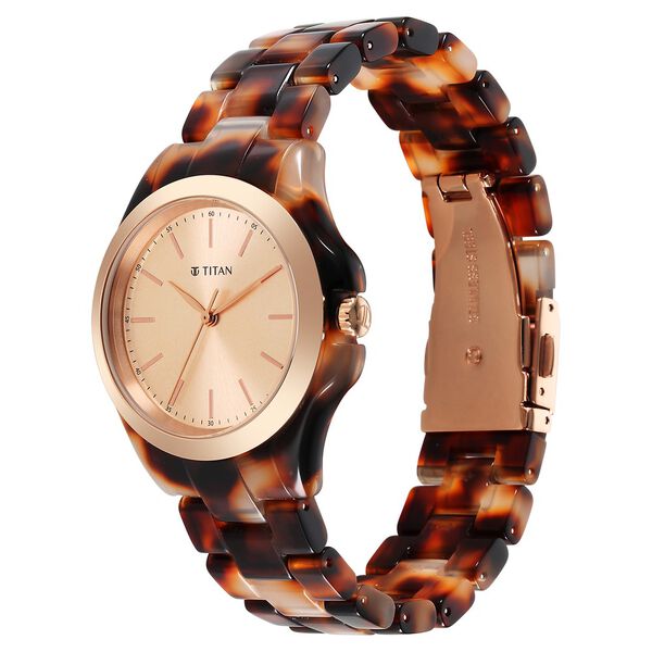 Titan Fashion Acetate Rose Gold Dial Analog Acetate Strap Watch for Women - image number 2