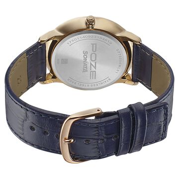 Sonata Poze Quartz Analog Blue Dial Leather Strap Watch for Men