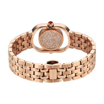 Titan Raga Paris, with Love Quartz Analog Red Mirror Polished Dial Rose Gold Stainless Steel Strap Watch For Women