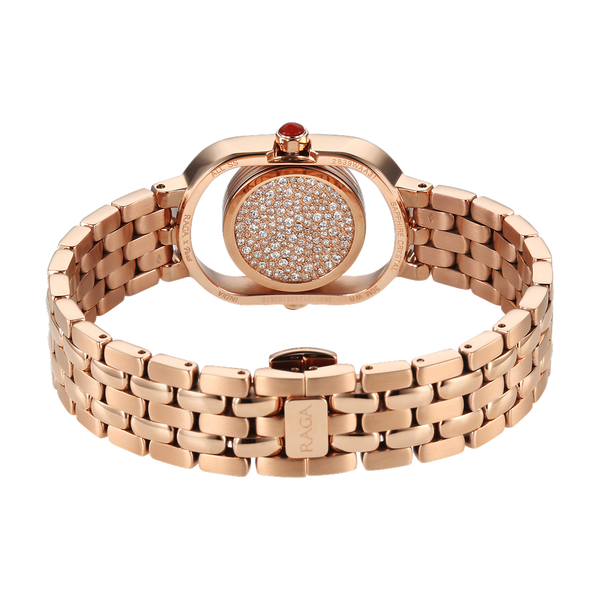 Titan Raga Paris, with Love Quartz Analog Red Mirror Polished Dial Rose Gold Stainless Steel Strap Watch For Women - image number 7