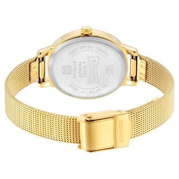 Sonata Classic�Gold Pink Dial Metal Strap Watch for Women