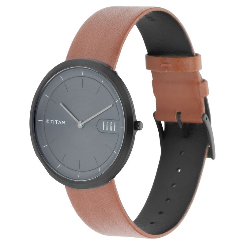 Titan Edge Zen Anthracite Dial Analog Leather Strap watch for Men - image number 2