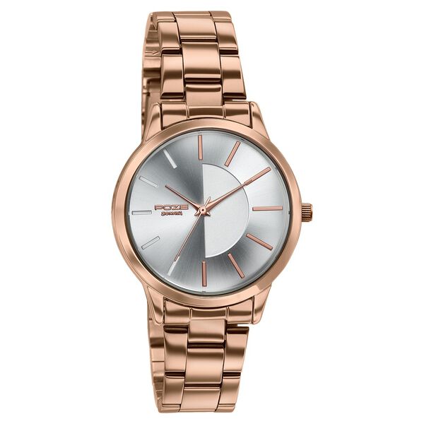 Poze By Sonata Quartz Analog Silver Dial Rose Gold Plated Stainless Steel Strap Watch For Women - image number 2