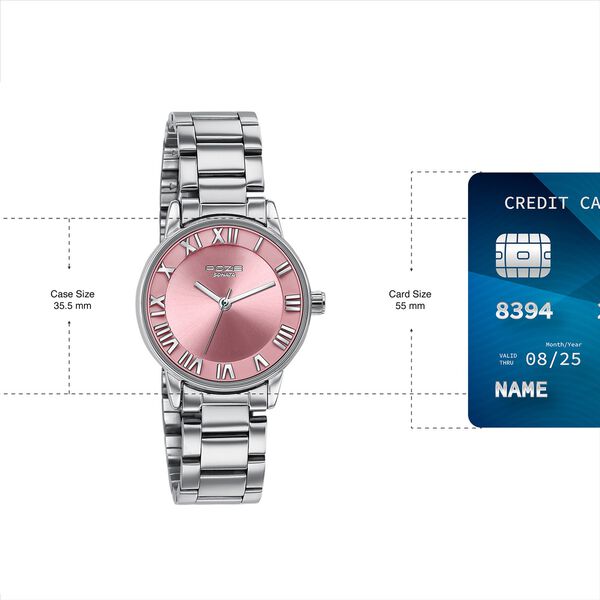 Sonata Poze Quartz Analog Pink Dial Silver Metal Strap Watch For Women - image number 3