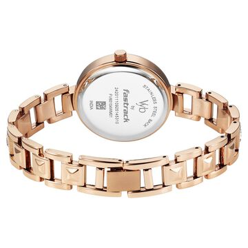 Vyb Manifester By Fastrack Quartz Analog Silver Dial Rose Gold Metal Strap Watch For Girls