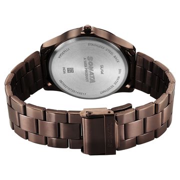 Sonata Traditional Essentials Quartz Analog Brown Dial Brown Metal Strap Watch For Men