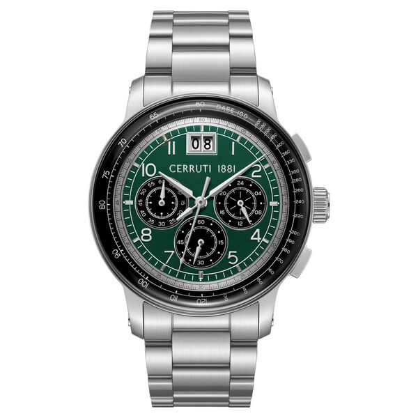 Cerruti 1881 Quartz Multifunction Green Dial Silver Colour Stainless Steel Strap Watch For Men - image number 0