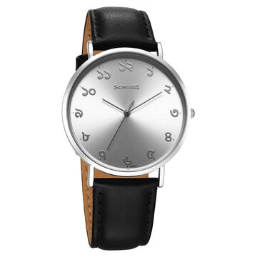 Sonata Regional Edition Bengal Quartz Analog Silver Dial Leather Strap Watch For Men