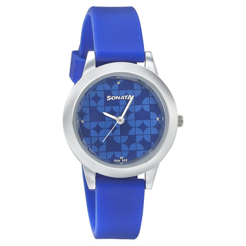Sonata Splash Blue Dial Women Watch With Silicone Strap