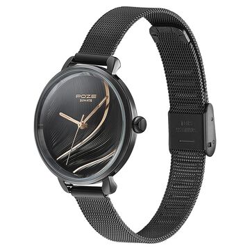 Sonata Poze Quartz Analog Black Dial Mesh Strap Watch for Women