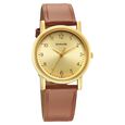Sonata Classic Quartz Analog Champagne Dial Brown Leather Strap Watch for Men
