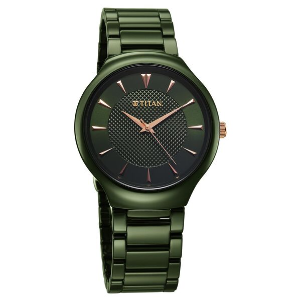 Titan Regalia Ceramics Quartz Analog Green Dial Green Color Ceramic Strap Watch For Men - image number 1