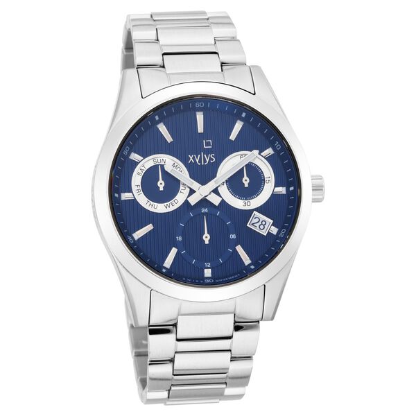 Xylys Swiss Multifunction Silver Stainless Steel Strap Blue Dial Watch For Men - image number 1