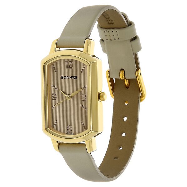 Sonata Elite White Dial Women Watch With Leather Strap - image number 1
