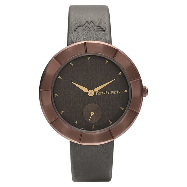 Fastrack Wonder Woman Quartz Analog Brown Dial Leather Strap Watch for Girls - image number 2