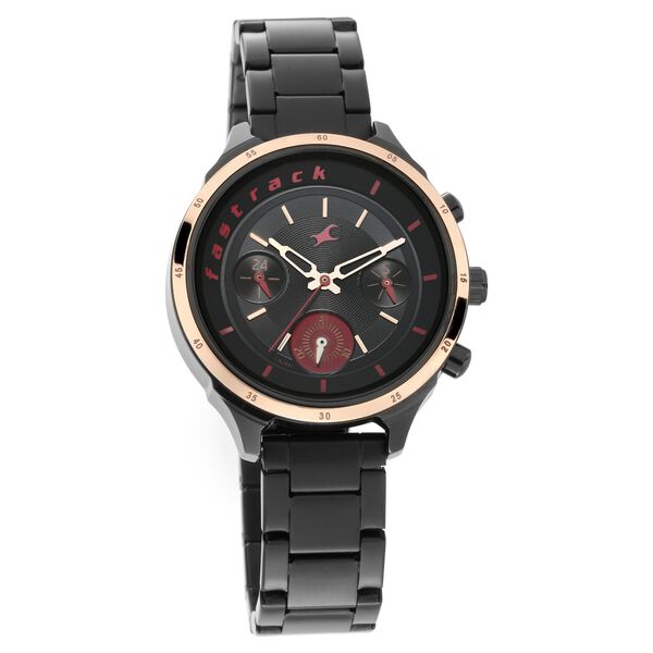 Fastrack All Nighters Quartz Analog Black Dial Stainless Steel Strap Watch for Girls - image number 0
