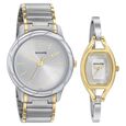 Sonata Quartz Analog Silver Dial Stainless Steel Strap Watch for Couple - image number 0