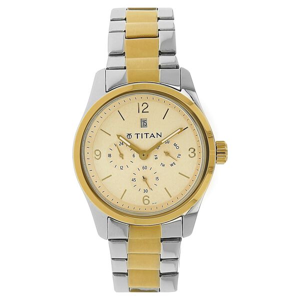Titan Quartz Analog Champagne Dial Metal Strap Watch for Men - image number 0