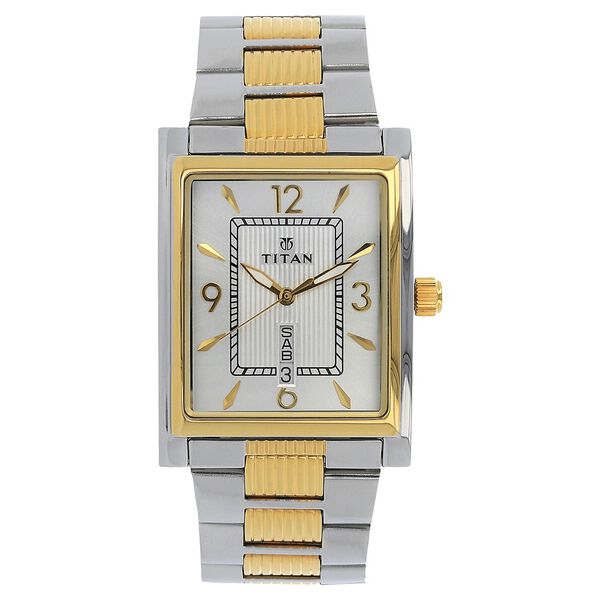 Titan Quartz Analog with Day and Date Silver Dial Stainless Steel Strap Watch for Men - image number 0