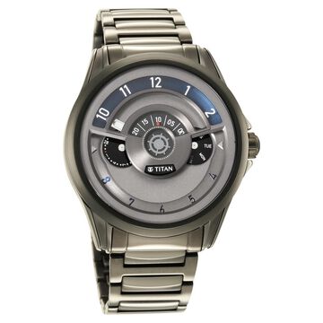 Titan Maritime Quartz Multifunction Anthracite Dial Stainless Steel Strap Watch for Men