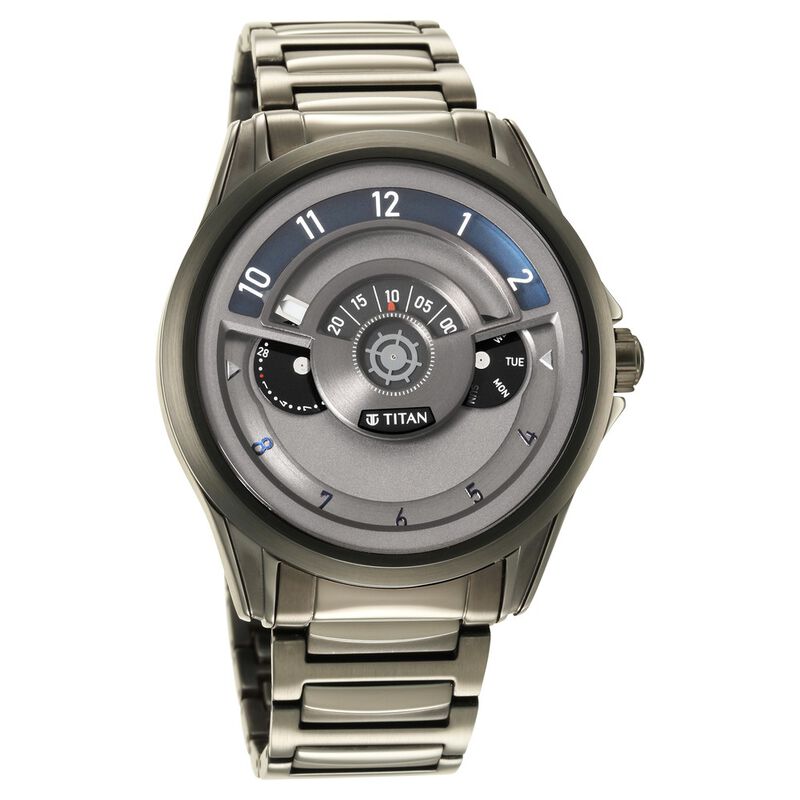 Titan Maritime Quartz Multifunction Anthracite Dial Stainless Steel Strap Watch for Men