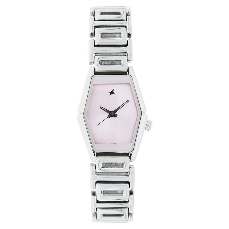 Fastrack Quartz Analog Pink Dial Metal Strap Watch for Girls