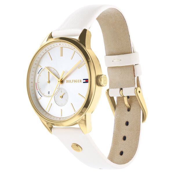 Tommy Hilfiger Quartz Multifunction White Dial Leather Strap Watch for Women - image number 1