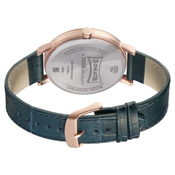 Sonata Quartz Analog with Date Grey Dial Leather Strap Watch for Men