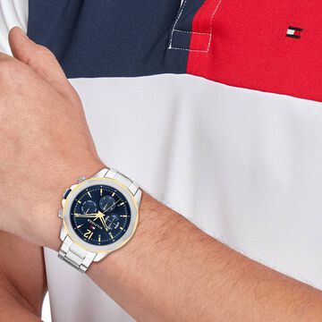 Tommy Hilfiger Blue Dial Silver Stainless Steel Strap Watch for Men