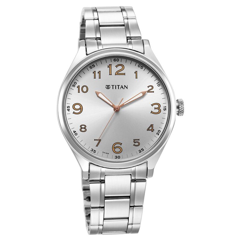 Buy Online Titan Quartz Analog Silver White Dial Metal Strap Watch