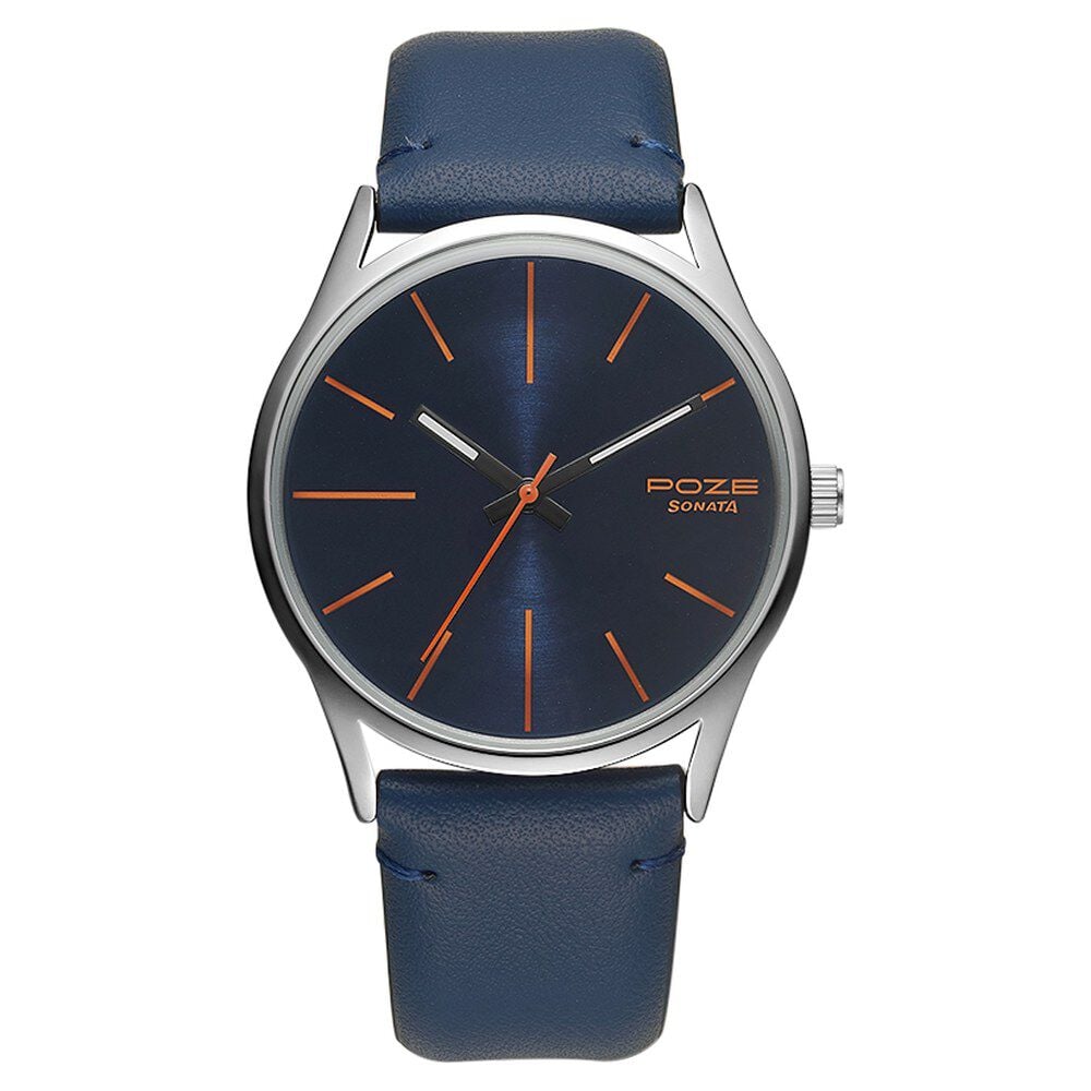 Poze by Sonata Quartz Analog Blue Dial PU Leather Strap Watch for Men-image-36